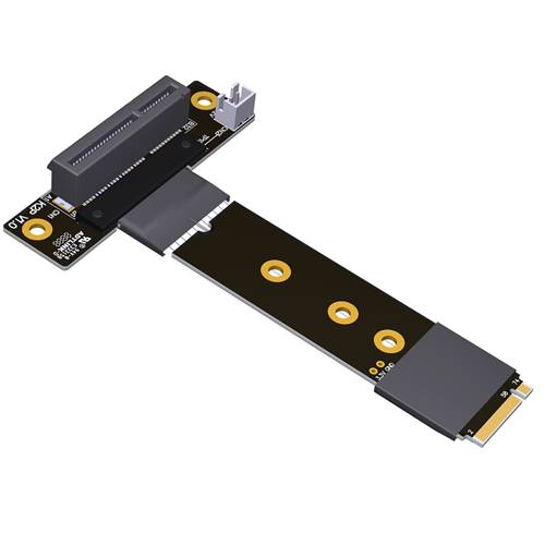 P4-M2N-X4FUR-LI M.2 NVMe Male to PCIe 4.0 x4 Female Up R/A Extension Cable, 85-ohm Low Impedance