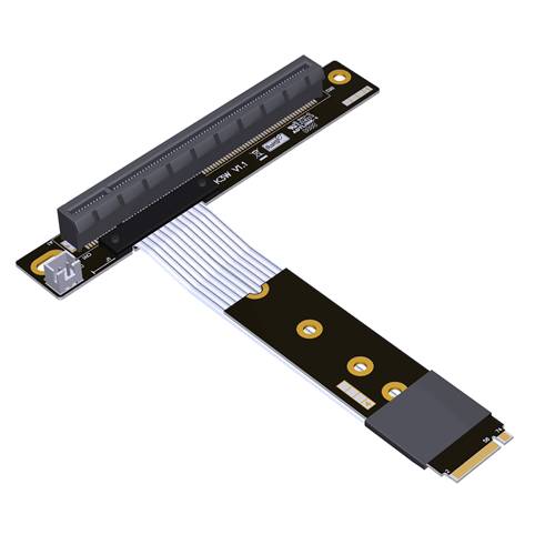 P4-M2N180-X16FDR-LI M.2 NVMe Male Turn 180 Degree to PCIe 4.0 x16 Female Down R/A Extension Cable, 85-ohm Low Impedance