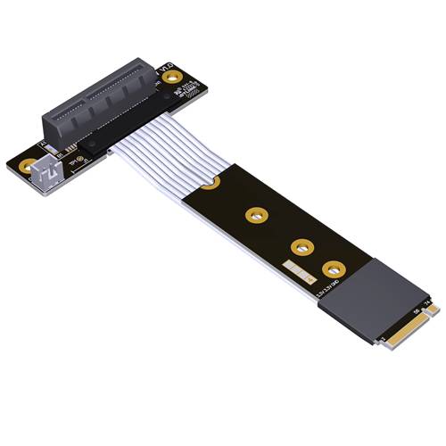 P4-M2N180-X4FDR-LI M.2 NVMe Male Turn 180 Degree to PCIe 4.0 x4 Female Down R/A Extension Cable, 85-ohm Low Impedance