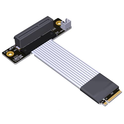 P4-M2N180-X4FUR-LI M.2 NVMe Male Turn 180 Degree to PCIe 4.0 x4 Female Up R/A Extension Cable, 85-ohm Low Impedance