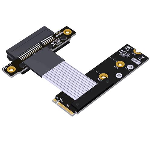 P4-M2NRB-X4F-LI M.2 NVMe Male Right Bend to PCIe 4.0 x4 Female Extension Cable, 85-ohm Low Impedance