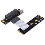 M.2 NVMe Male Right Bend to PCIe 4.0 x4 Female Up R/A Extension Cable, 85-ohm Low Impedance