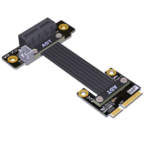 P4-MPEM-X1FDR Mini PCIe Male to PCIe 4.0 x1 Female Down R/A Extension Cable