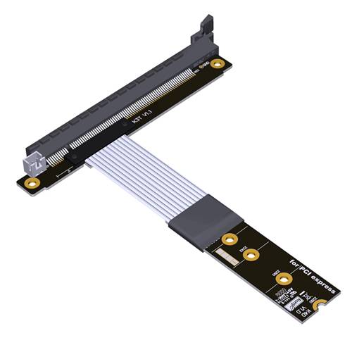 P4-RM2N180-X16F-LI Reverse M.2 NVMe Male Turn 180 Degree to PCIe 4.0 x16 Female Extension Cable, 85-ohm Low Impedance