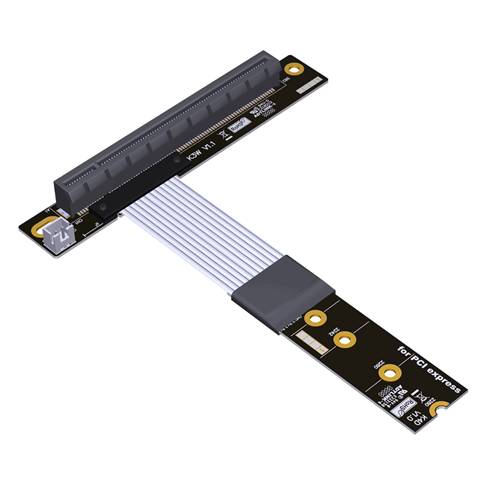 P4-RM2N180-X16FDR-LI Reverse M.2 NVMe Male Turn 180 Degree to PCIe 4.0 x16 Female Down R/A Extension Cable, 85-ohm Low Impedance