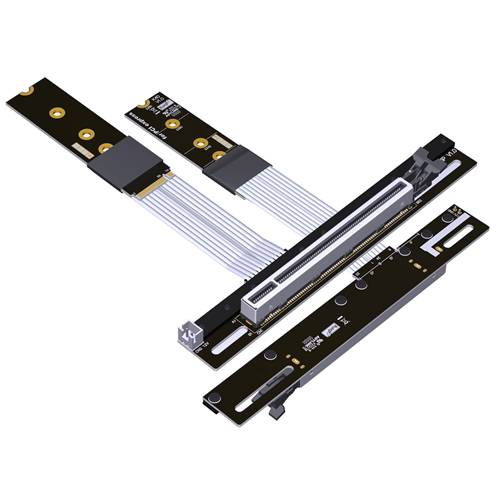 P4-RM2N180-X16FUR-LI Reverse M.2 NVMe Male Turn 180 Degree to PCIe 4.0 x16 Female Up R/A Extension Cable, 85-ohm Low Impedance
