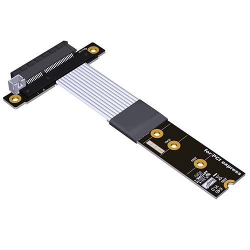 P4-RM2N180-X4F-LI Reverse M.2 NVMe Male Turn 180 Degree to PCIe 4.0 x4 Female Extension Cable, 85-ohm Low Impedance