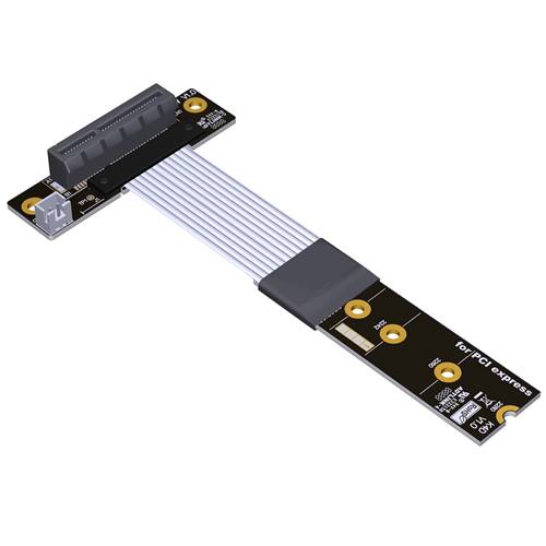 P4-RM2N180-X4FDR-LI Reverse M.2 NVMe Male Turn 180 Degree to PCIe 4.0 x4 Female Down R/A Extension Cable, 85-ohm Low Impedance