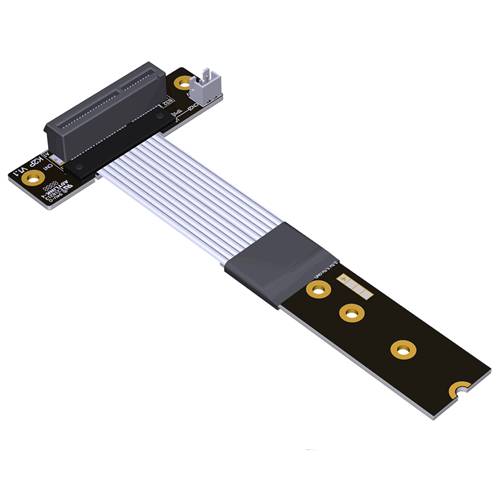 P4-RM2N180-X4FUR-LI Reverse M.2 NVMe Male Turn 180 Degree to PCIe 4.0 x4 Female Up R/A Extension Cable, 85-ohm Low Impedance