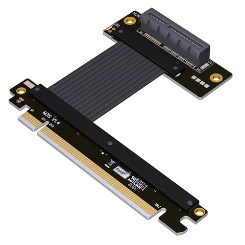 P4-X16M-X4FDR PCIe 4.0 x16 Male to x4 Female Down R/A Extension Cable
