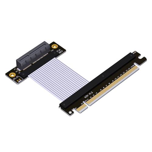 P4-X16M-X4FDR-LI PCIe 4.0 x16 Male to x4 Female Down R/A Extension Cable, 85-ohm Low Impedance