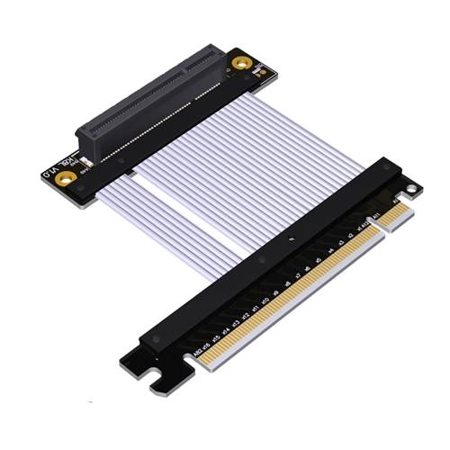 P4-X16M-X8FUR-LI PCIe 4.0 x16 Male to x8 Female Up R/A Extension Cable, 85-ohm Low Impedance