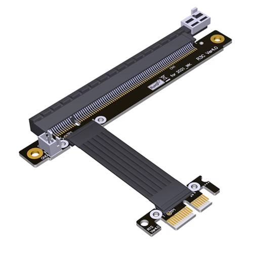P4-X1M-X16FLP PCIe 4.0 x1 Male to x16 Female Extension Cable with Lock and SATA 15P Power Cable
