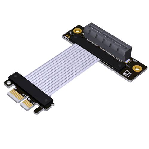 P4-X1M-X4FDR-LI PCIe 4.0 x1 Male to x4 Female Down R/A Extension Cable, 85-ohm Low Impedance