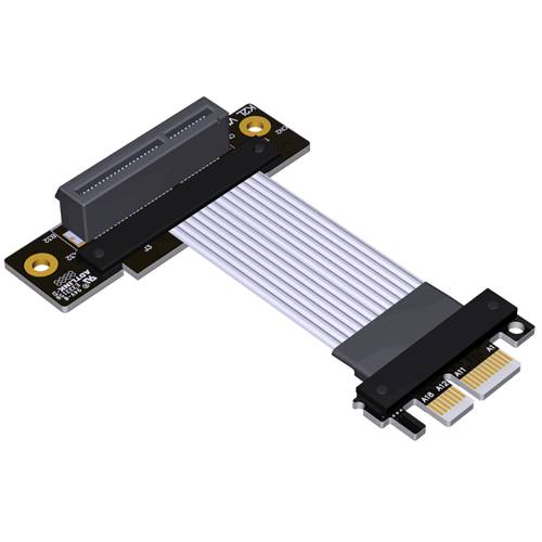 P4-X1M-X4FUR-LI PCIe 4.0 x1 Male to x4 Female Up R/A Extension Cable, 85-ohm Low Impedance