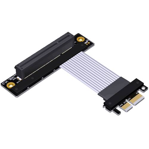 P4-X1M-X8FUR-LI PCIe 4.0 x1 Male to x8 Female Up R/A Extension Cable, 85-ohm Low Impedance
