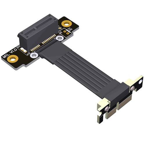 P4-X1MDR-X1FUR PCIe 4.0 x1 to x1 Extension Cable, Male Down R/A to Female Up R/A