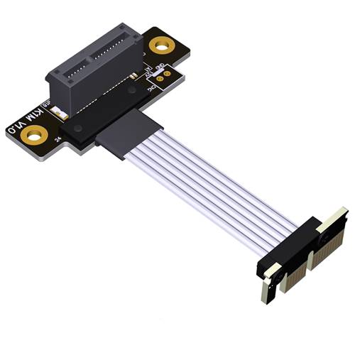 P4-X1MDR-X1FUR-LI PCIe 4.0 x1 to x1 Extension Cable, Male Down R/A to Female Up R/A, 85-ohm Low Impedance