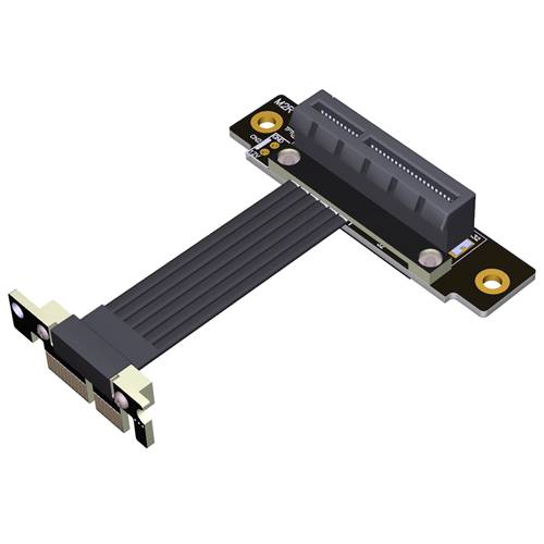 P4-X1MUR-X4FDR PCIe 4.0 x1 Male Up R/A to x4 Female Down R/A Extension Cable