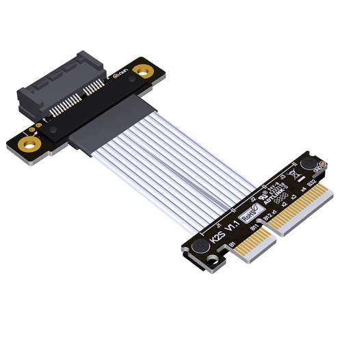P4-X4M-X1F-LI PCIe 4.0 x4 Male to x1 Female Extension Cable, 85-ohm Low Impedance