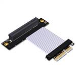 PCIe 4.0 x4 Male to x8 Female Up R/A Extension Cable, 85-ohm Low Impedance