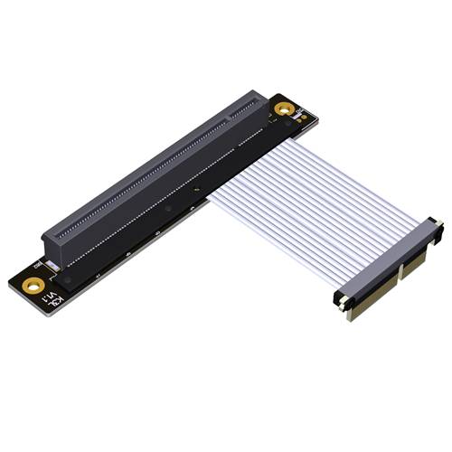 P4-X4MDR-X16FUR-LI PCIe 4.0 x4 Male Down R/A to x16 Female Up R/A Extension Cable, 85-ohm Low Impedance