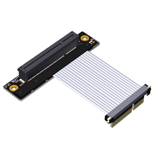 P4-X4MDR-X8FUR-LI PCIe 4.0 x4 Male Down R/A to x8 Female Up R/A Extension Cable, 85-ohm Low Impedance