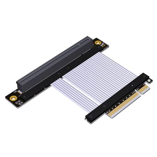 P4-X8M-X16FUR-LI PCIe 4.0 x8 Male to x16 Female Up R/A Extension Cable, 85-ohm Low Impedance