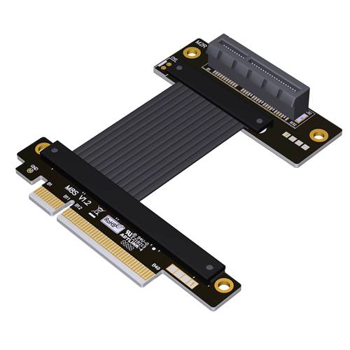 P4-X8M-X4FDR PCIe 4.0 x8 Male to x4 Female Down R/A Extension Cable