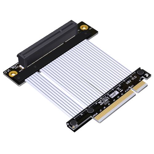 P4-X8M-X8FUR-LI PCIe 4.0 x8 Male to x8 Female Up R/A Extension Cable, 85-ohm Low Impedance