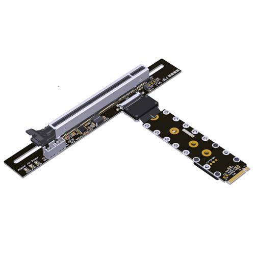 P5-M2N-X16FUR-FFCL M.2 NVMe Male to PCIe 5.0 x16 Female Up R/A FFC Extension Riser Cable with Lock