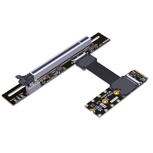 P5-M2NLB-X16FUR-FFCL M.2 NVMe Male Left Bend to PCIe 5.0 x16 Female Up R/A FFC Extension Riser Cable with Lock