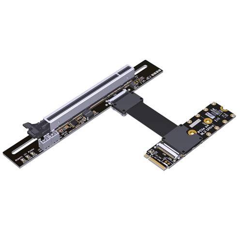 P5-M2NRB-X16FUR-FFCL M.2 NVMe Male Right Bend to PCIe 5.0 x16 Female Up R/A FFC Extension Riser Cable with Lock