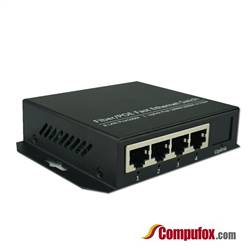 Dual Fiber 10/100M PoE Media Converter, 1-port Fiber & 4-port RJ45, 1310nm Multimode, 2km
