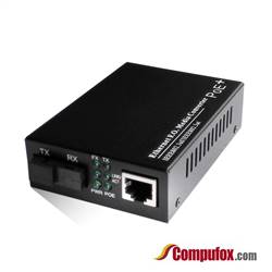 Single Fiber 10/100/1000M PoE Media Converter, 1-port Fiber & 1-port RJ45, Tx:1490nm/Rx:1550nm, SMF, 80km