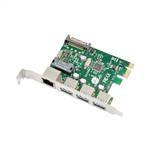 PCIe x1 3-Port USB 3.0 Type-A USB Host Card with Gigabit Ethernet LAN Card